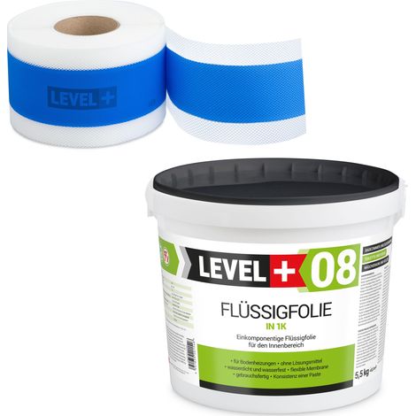 LEVEL+ Dichtset für Duschabdichtung Bad Dichtband Flüssigfolie 5,5kg SET306 (1/3)