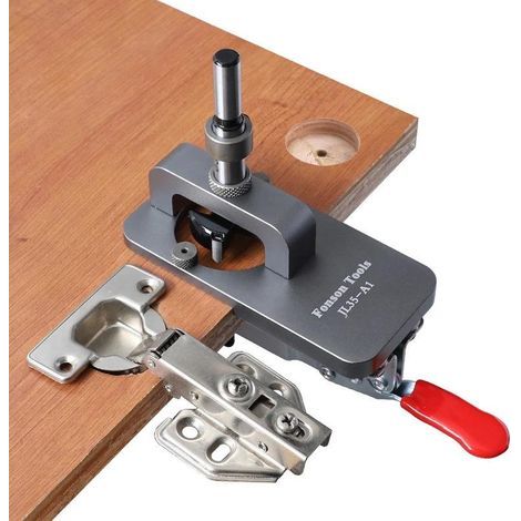Accessorio per trapano: guida di foratura di alta qualità, con fissaggio, dima per fori in alluminio, per ante di armadi (1/5)