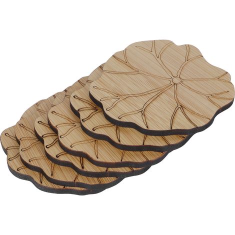 Set mit 6 Bambusuntersetzern in Lotusblattform, wärmeisolierend, Tassensets, Tischaccessoires. (1/5)
