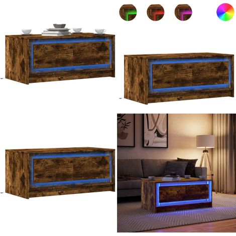 vidaXL LED-Couchtisch Räuchereiche Holzwerkstoff (1/5)