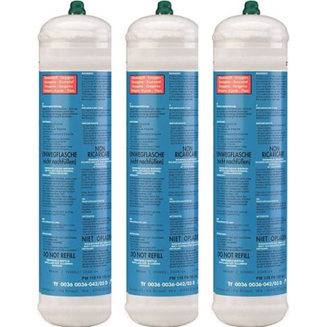 Kemper – Pack de 3 bouteilles d'oxygène jetable 110 bar – Connexion M10 – Soudure bi-gaz – 110 litres – Cartouches non rechargeables