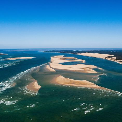 Tableau sur toile bassin d'Arcachon vue du ciel 30x30 cm - Impression sur Toile Murale Décorative - Image imprimée en HD sur Toile - Toile sur Châssis en Bois FSC - Fabriqué en France