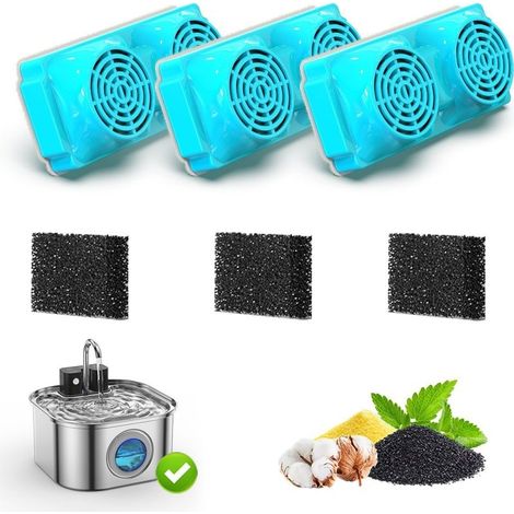 6 Filtre Fontaine Eau Chat: Filtre Fontaine à Eau pour Chat pour 3.2L Fontaine INOX - Multiple Filtration (3 Filtres à Charbon + 3 Filtres Mousse) (1/5)