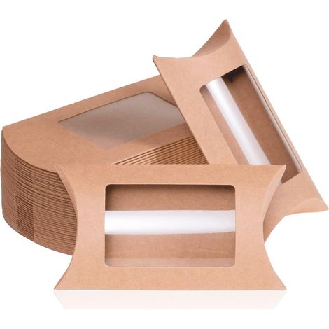 Boîtes-cadeaux en Coussin, Pack de 40 Boîtes avec Fenêtres, Mini Boîtes Kraft, 12,7 x 7,6 x 3 cm (1/5)