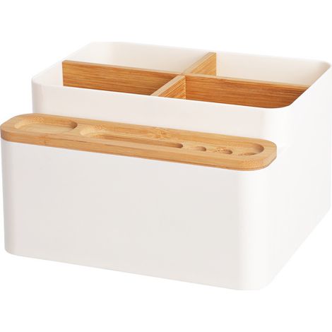 1 boîte de rangement de bureau, boîte de rangement cosmétique, boîte de rangement papeterie(blanc élégant) (1/5)
