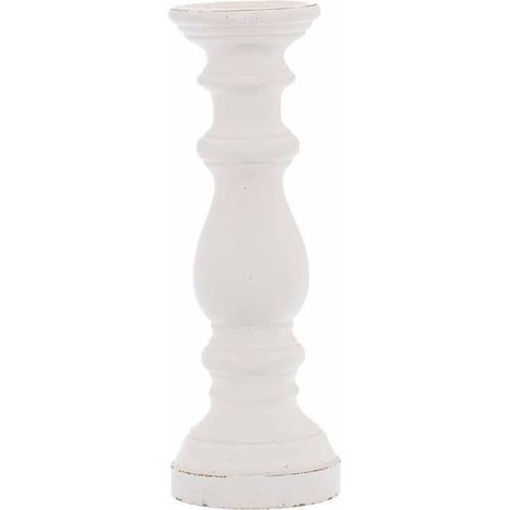 Column Candle Holder - Ceramic - L14 x W14 x H38 cm - Matt White