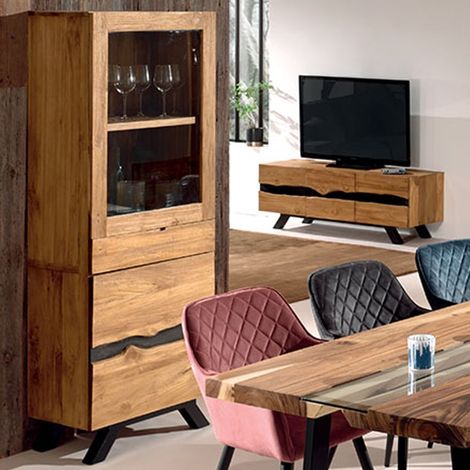 Vitrine teck naturel 70cm Casita (1/5)