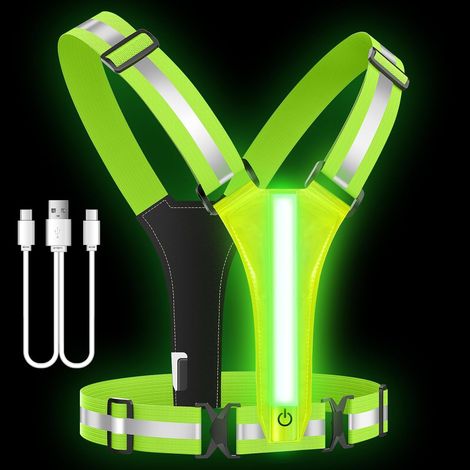 Équipement de course à gilet réfléchissant LED, équipement de course réfléchissant haute visibilité, adapté à la course de nuit, au vélo et à la marche (1/5)