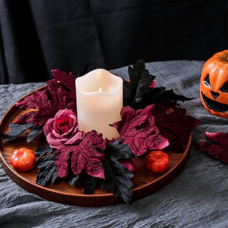 Couronne De Bougies - Couronne Décorative En Forme De Rose Artificielle - Pour Table, Cheminée Ou Meuble - Diamètre 25 Cm - 1 Pièce (1/5)
