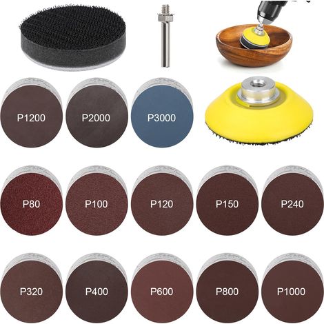 Lot de 133 disques abrasifs 50 mm fixe - Grains 80-3000 - Pour perceuse sans fil - Voiture (1/5)