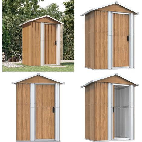 Geräteschuppen Braun 126x97,5x177 cm Verzinkter Stahl - Geräteschuppen - Gartenhaus - Werkzeuglager - Outdooraufbewahrung - Metallschuppen - Home & Living