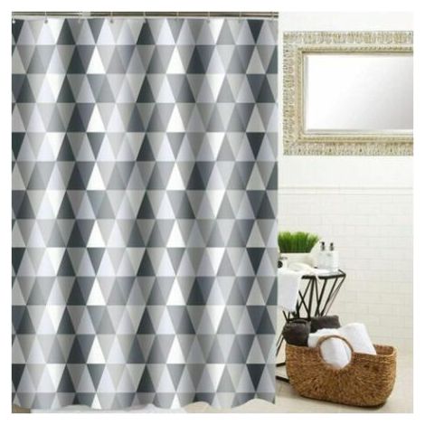 Rideau de douche rideau de douche anti-moisissure rideaux de douche hydrofuges rideaux de douche antibactériens lavables en polyester rideau de salle de bain (triangle, 80 x 180 cm) (1/5)