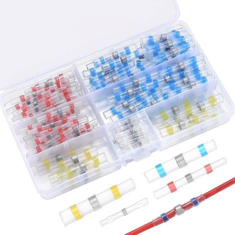 150 Pieces Insulated Wire Connector Solder Joint, 4 Sizes, Solder End Connectors, Heat Shrink Tubing, Insulated Waterproof Wire Terminals, Suitable for Automotive and Electrical Engineering (1/5)