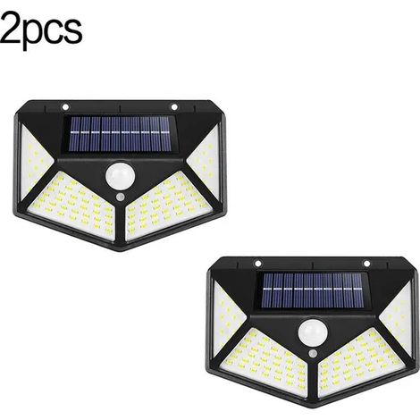 (2 pièces) Applique murale solaire LED à détecteur de mouvement pour extérieur, compatible avec jardin, clôture, garage, étanche, lampadaire (1/5)