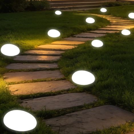 Lampe solaire d'extérieur étanche en forme de galet, idéale pour le jardin, la cour, la pelouse, la terrasse, l'allée, le terrain de football, avec une lumière chaude (1 pièce) (1/5)