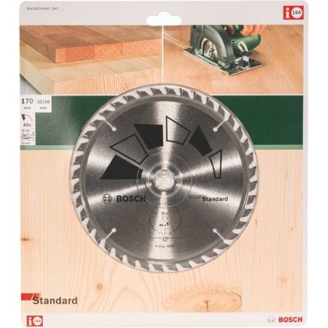 BOSCH 2609256813 STANDARD LAME DE SCIE CIRCULAIRE 40 DENTS CARBURE COUPE NETTE DIAMÈTRE 170 MM ALÉSAGE/ALÉSAGE AVEC BAGUE DE RÉD