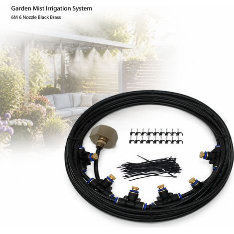 Sistema di irrigazione Toivize HGDY57 - Nebulizzazione per giardino - 6 m, 6 ugelli in ottone nero (1/4)