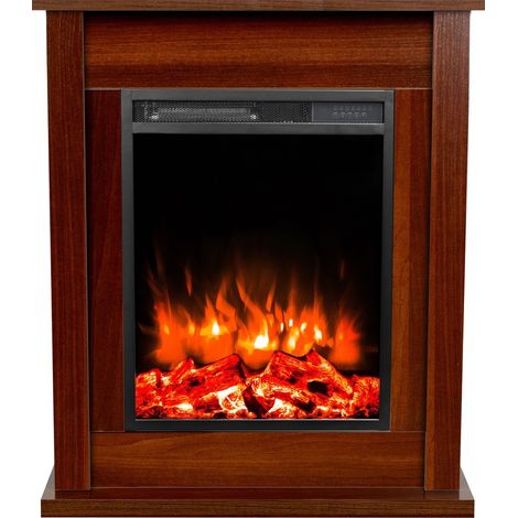 Insert électrique avec manteau POKER 750-1500W, 74x88x20cm noyer