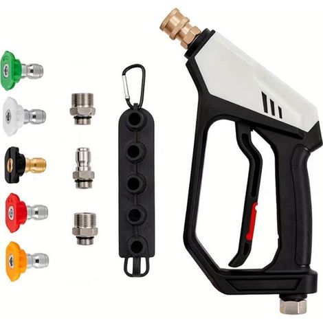 Pistolet de nettoyage haute pression court, pistolet de nettoyage haute pression, 5 têtes de buse (1/4)