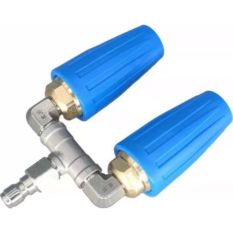 Stainless steel water gun for high-pressure cleaners, double nozzle, with double turbine nozzle, blue. (1/5)