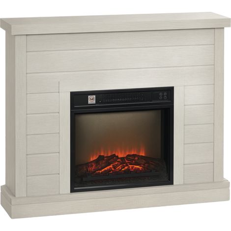 Chimenea eléctrica 1800W con efecto de llama mando a distancia temporizador semanal protección contra sobrecalentamiento para sala 30 m² madera clara (1/5)