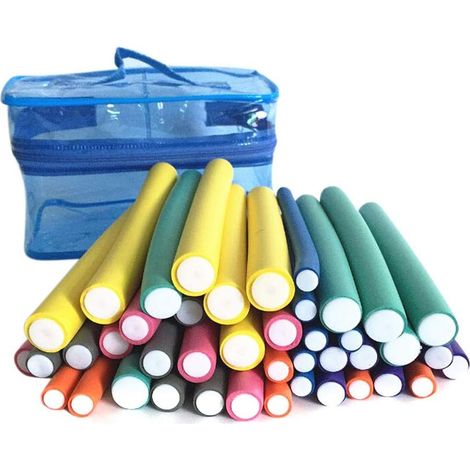 42 Rouleaux Curl Flexibles Magic Coiffure, 7 Tailles Mousse, Bigoudis Torsadés Souples, Kit 42 Pièces (1/5)