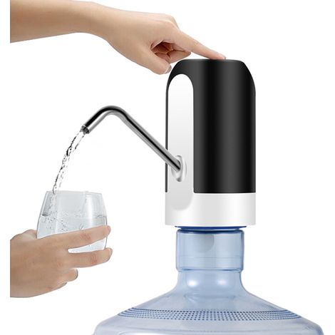 Pompe à eau électrique automatique, distributeur d'eau de 3,8 litres, rechargeable, universelle et silencieuse, avec interrupteur et câble USB, pour la maison, le bureau et l'extérieur (noir). (1/5)