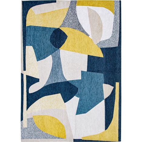Tapis de salon Shapes Gallery Collection 100x140 cm - Duck Song - Design Texturé, Formes Abstraites Entrelacées, Couleurs Dynamiques