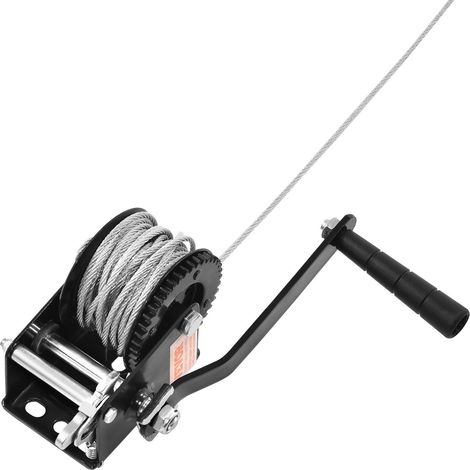 Treuil manuel 362,9 kg pour remorque bateau ou quad avec câble acier 1005,8 cm et cliquet bidirectionnel robuste. (1/5)