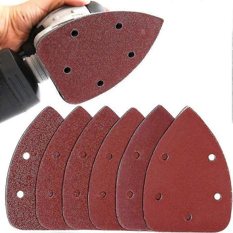 Lot de 40 feuilles abrasives triangulaires pour ponceuses de 140 mm, papier abrasif à 5 trous pour les détails de 1 (1/5)