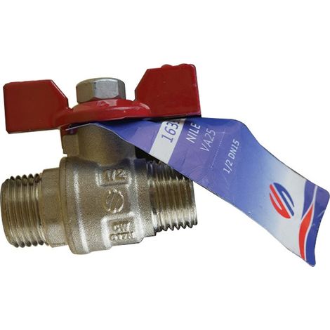 Vanne à sphère PN25 NILE VA25 Ni Free Inox ACS Manette Papillon rouge Mâle/Mâle 1/2" (15/21) - Arco (1/4)