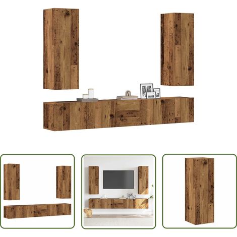 vidaXL Ensemble de meuble TV mural 5 pcs vieux bois bois d'ingénierie (1/5)