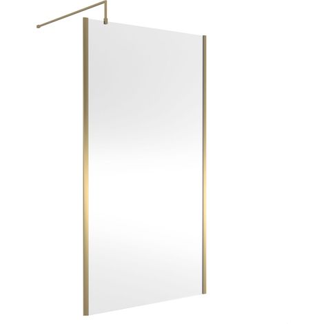 Balterley Wetroom Screen with Support Bar, 1100mm, Brushed Brass