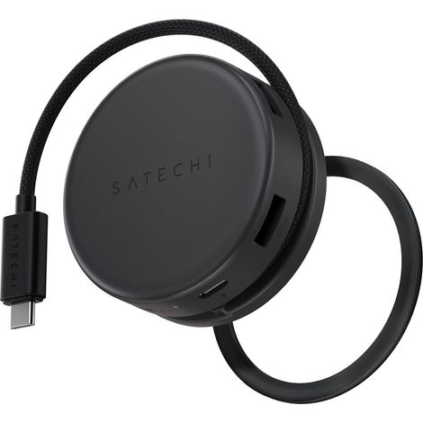 Adaptateur multiport 7 en 1 Satechi OntheGo - adaptateur pour appareils mobiles (USB-C PD, 2x USB-A, HDMI 4K, Ethernet, lecteur de cartes micro/SD) (noir sidéral)