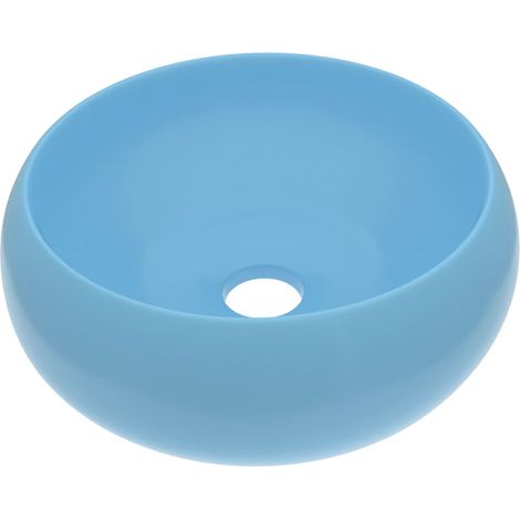 Lavabo da appoggio rotondo di lusso per bagno cucina guardaroba arredamento d'interni 40 x 15 cm ceramica azzurra opaca 020002742