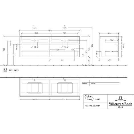 Villeroy & Boch C12300AB WTUS Collaro C12300 1600x548x500mm 4