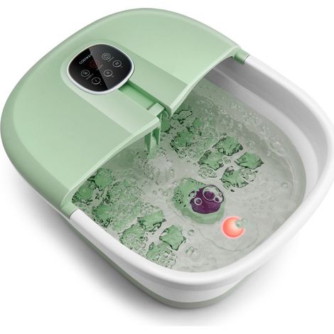 Masajeador de pies plegable 33,5 x 41 x 20,5 cm calentado con burbujas y shiatsu estilo moderno plástico verde claro 200010500