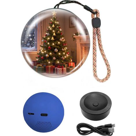 Lámpara esférica de recuerdo de Navidad 2026, bola de cristal de 2,7 pulgadas con reproductor de vídeo, regalo personalizado para parejas, amigos, cumpleaños y Navidad (azul). El color de la pulsera e (1/5)