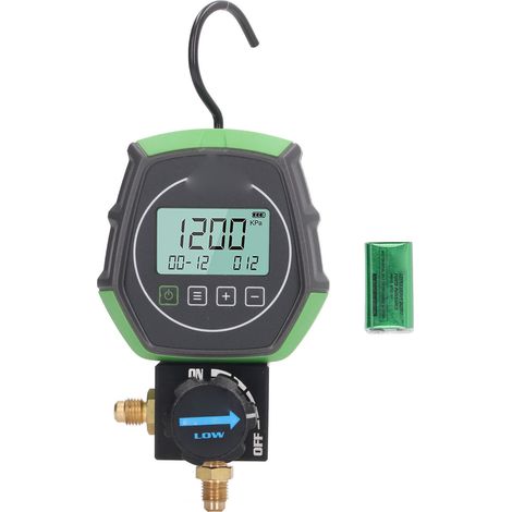Ortviai Manomètre numérique pour climatisation – manomètre de service HVAC avec 90 frigorigènes intégrés, pression/vide/température