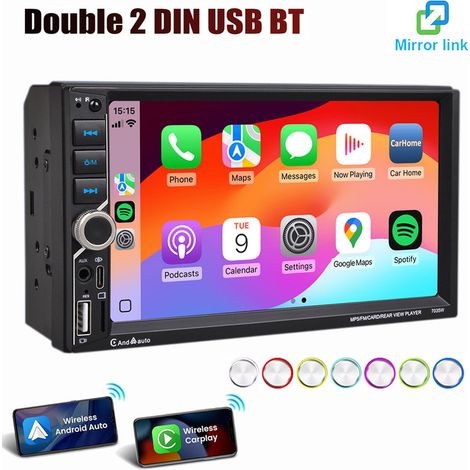 Autoradio 7 pouces 2 DIN Apple Carplay Android Auto USB BT5.0 AUX TF Écran tactile 7" (1/5)
