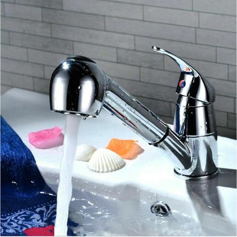 RHG Küchenmischbatterie mit herausziehbarer Brause, 360° drehbarer Küchenarmatur, heißes und kaltes Wasser, Keramikspule (einzelne Dusche, kein Wasserhahn). Küchenmischbatterie (1/5)