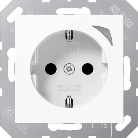 JUNG HOME Enchufe SCHUKO® Energy, 16 A 250 V , con indicador de función, SAFETY+, serie AS/A, blanco alpino BT A 1521 SE WW