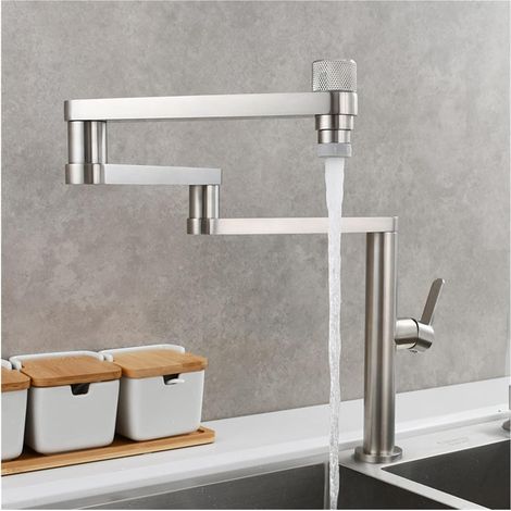 Robinet de remplissage de pot Robinet de cuisine pliant en laiton Bouble articulations articulations bras chaude et froide à trois sections d'extension robinet double fonctions Robinet pliant ( Color (1/5)