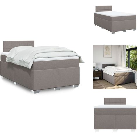 Sommier à lattes de lit avec matelas taupe 120x190 cm tissu - Sommier À Lattes De Lit - Sommiers À Lattes De Lit - Lit - Meuble De Chambre À Coucher (1/5)