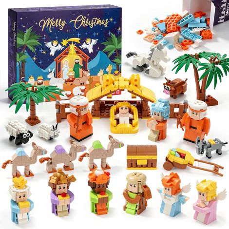 Calendrier de l'Avent 2026 Enfant, 24 Jours Creche de Noel Calendrier Avent Bloc 1244 Pièces, Ensemble de la Nativité, Décoration de Noël Cadeau pour Enfants Adultes (1/5)