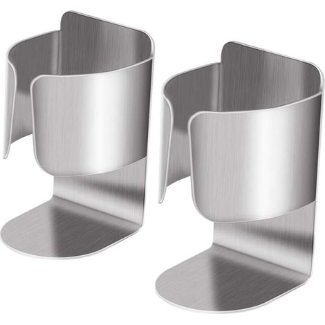 Set mit 2 selbstklebenden Zahnbürstenhaltern aus Edelstahl zur Wandmontage ohne Bohren für Bad und Küche - Crezuo