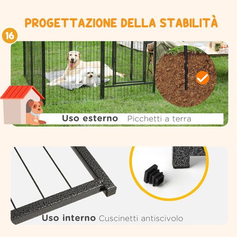 Enclos modulable pour chiots et chiens, 16 panneaux réglables, 2 accès, dimensions 80x1.5x60 cm (1/5)
