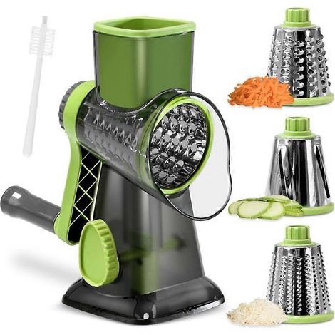 Râpe à fromage rotative, râpe à fromage manuelle avec 3 lames interchangeables pour légumes (1/5)