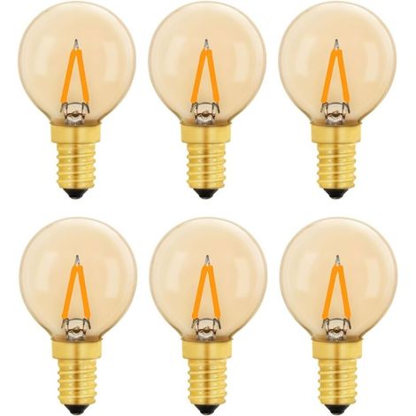 G40 Vintage Mini Ampoule E14 LED 1W, Ambre Edison Ampoule E14 de Remplacement 10W pour Lumières Décoratives, Blanc Chaud 2200K, Non Dimmable, Lot de 6