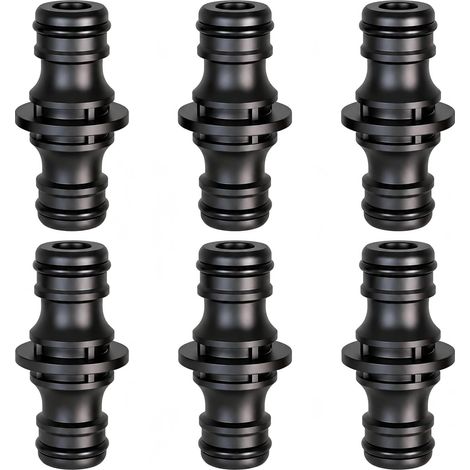 Juego de 6 conectores para mangueras de jardín, conexión de doble enchufe para extender dos mangueras, resistentes a alta presión de agua (1/5)